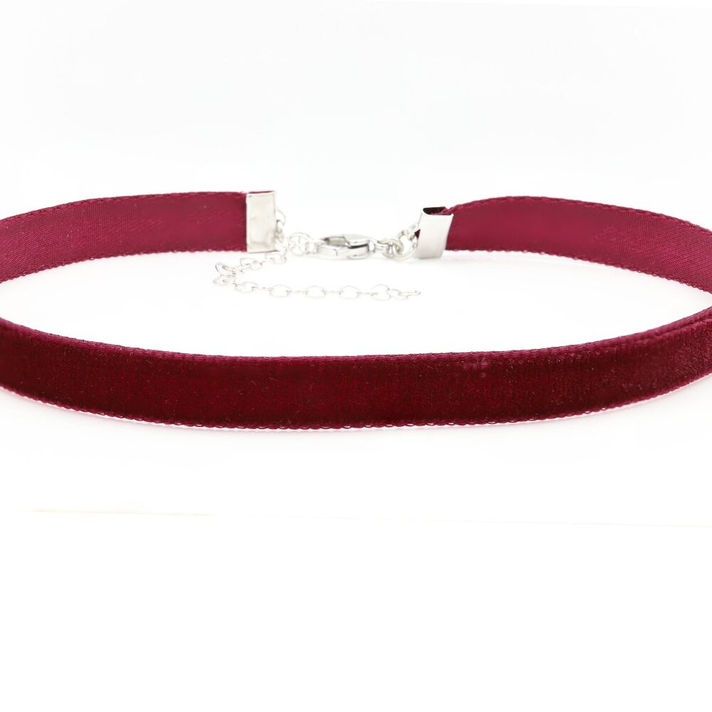 Maroon Velvet Choker Maroon Swiss velvet Adjustable Necklace red Chokers (#52)